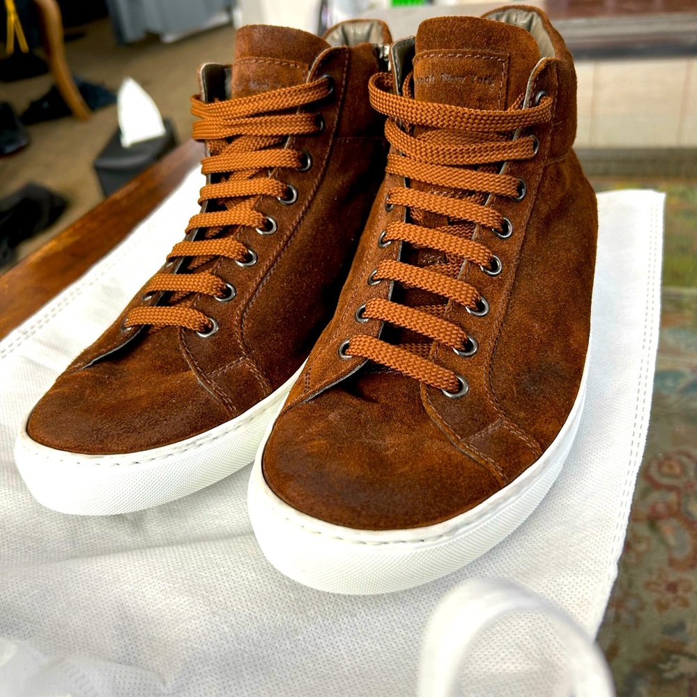 Men's Brown Suede Adam Derrick High-Top Sneakers